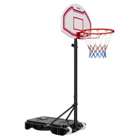 Portable Basketball Stand, 5.2 to 6.9 ft Height Adjustment Basketball Hoop & Goal, Kids Adjustable Basketballs Hoop with Nylon Net & Rolling Whee