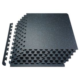 0.56 Inch Thick Gym Floor Mats, 6 Tiles Rubber Top with EVA Foam, 25" x 25" Gym Flooring Workout Mats with 25 sq.ft Coverage