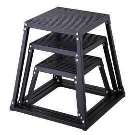 Plyometric Jump Boxes, 12/18/24 Inch Plyo Box, Platform and Jumping Agility Box, Anti-Slip Fitness Exercise Step Up Box Set for Home Gym Training