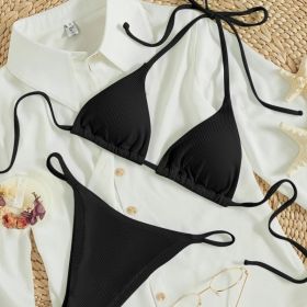 Factory Wholesale Women's Sexy Small Rib Bikini Tie Bikini Set Two Piece Swimsuit Beach Wear (Option: Style16-S)