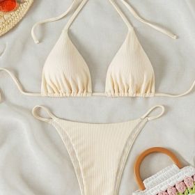 Factory Wholesale Women's Sexy Small Rib Bikini Tie Bikini Set Two Piece Swimsuit Beach Wear (Option: Style8-M)