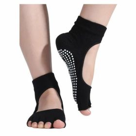 Non-Slip Yoga Socks for Women Pilates Barre (1- or 2-Pair) (Color: Black, Option: 1-Pair)
