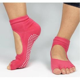 Non-Slip Yoga Socks for Women Pilates Barre (1- or 2-Pair) (Color: Red, Option: 2-Pair)