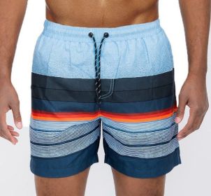 Blue stripes Swim Trunks Board Shorts (Color: Blue, size: M)