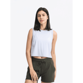 JupiterGear Round-Neck Cropped Tank (Color: Light Blue, size: 8)