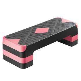 Aerobic Exercise Step Platform, 28-Inch Workout Aerobic Stepper, Height Adjustable Fitness Training Step Deck Trainer with 4 Risers (Color: Red)