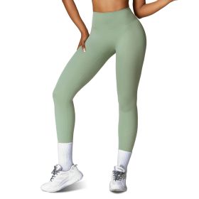 Women's High Waist Workout Leggings Tummy Control Compression Yoga Tight Pants Gym Pants Athletic Running Leggings with 25In Inseam No Front Seam (Color: Green, size: XL)