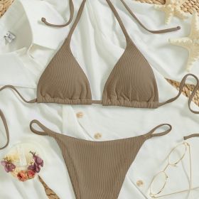 Factory Wholesale Women's Sexy Small Rib Bikini Tie Bikini Set Two Piece Swimsuit Beach Wear (Option: Style12-S)