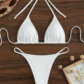 Factory Wholesale Women's Sexy Small Rib Bikini Tie Bikini Set Two Piece Swimsuit Beach Wear (Option: Style10-M)